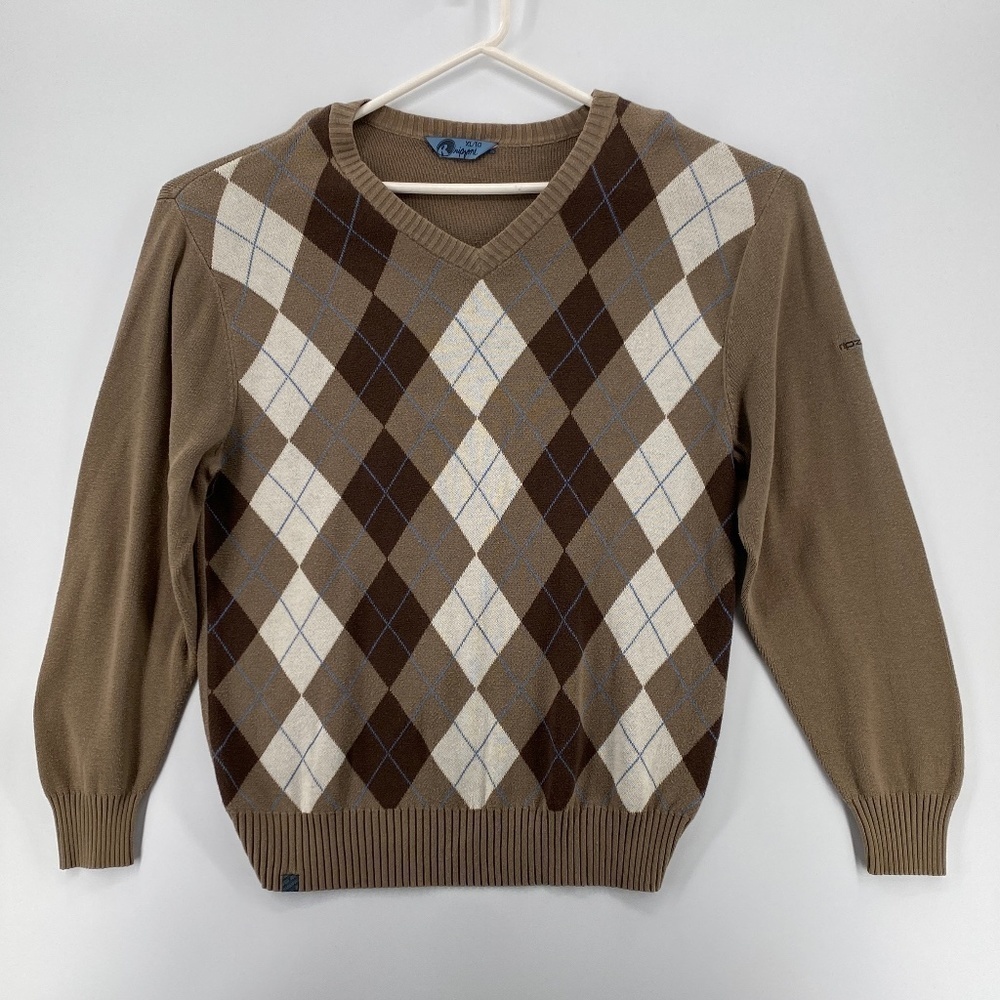 Rip Zone Sweater Men's XL V Neck Knit Long Sleeve Plaid and Checkered Motifs